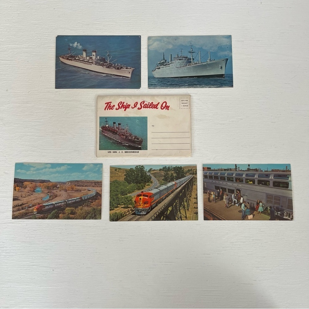 Ships & Trains Vintage Postcards
